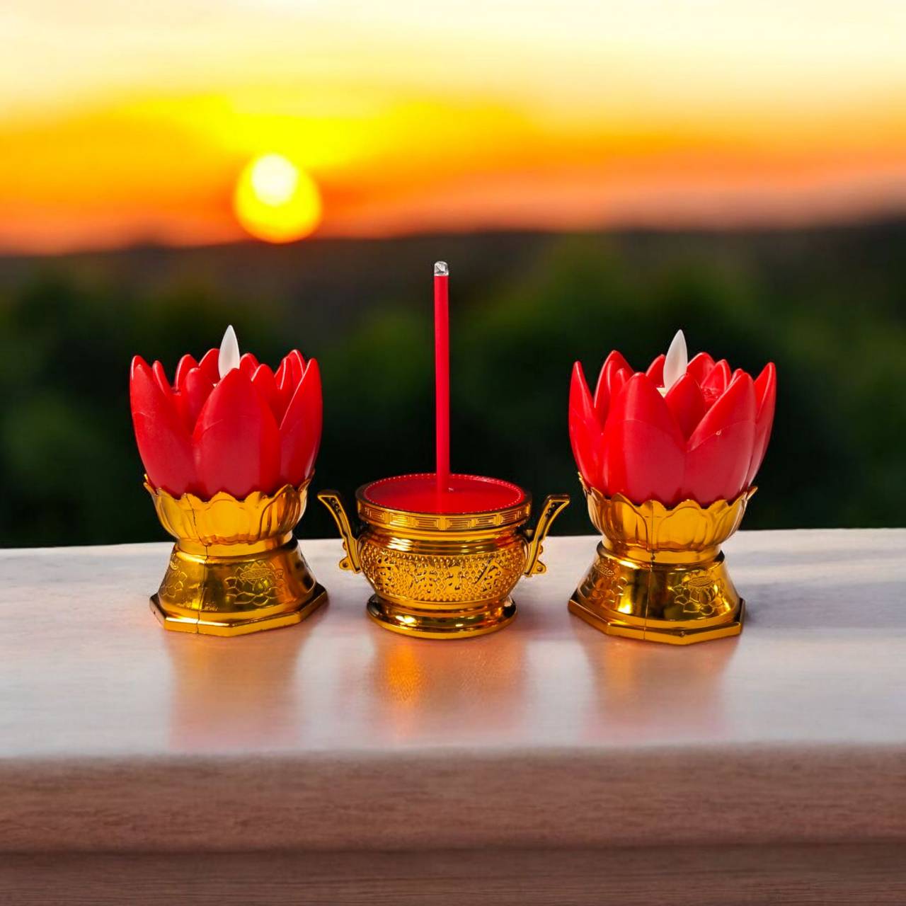 Lifting round candle set + 1 incense 14 cm. No. 2826 + 3802 3803 ราคา 138 บาท*ส่งฟรี