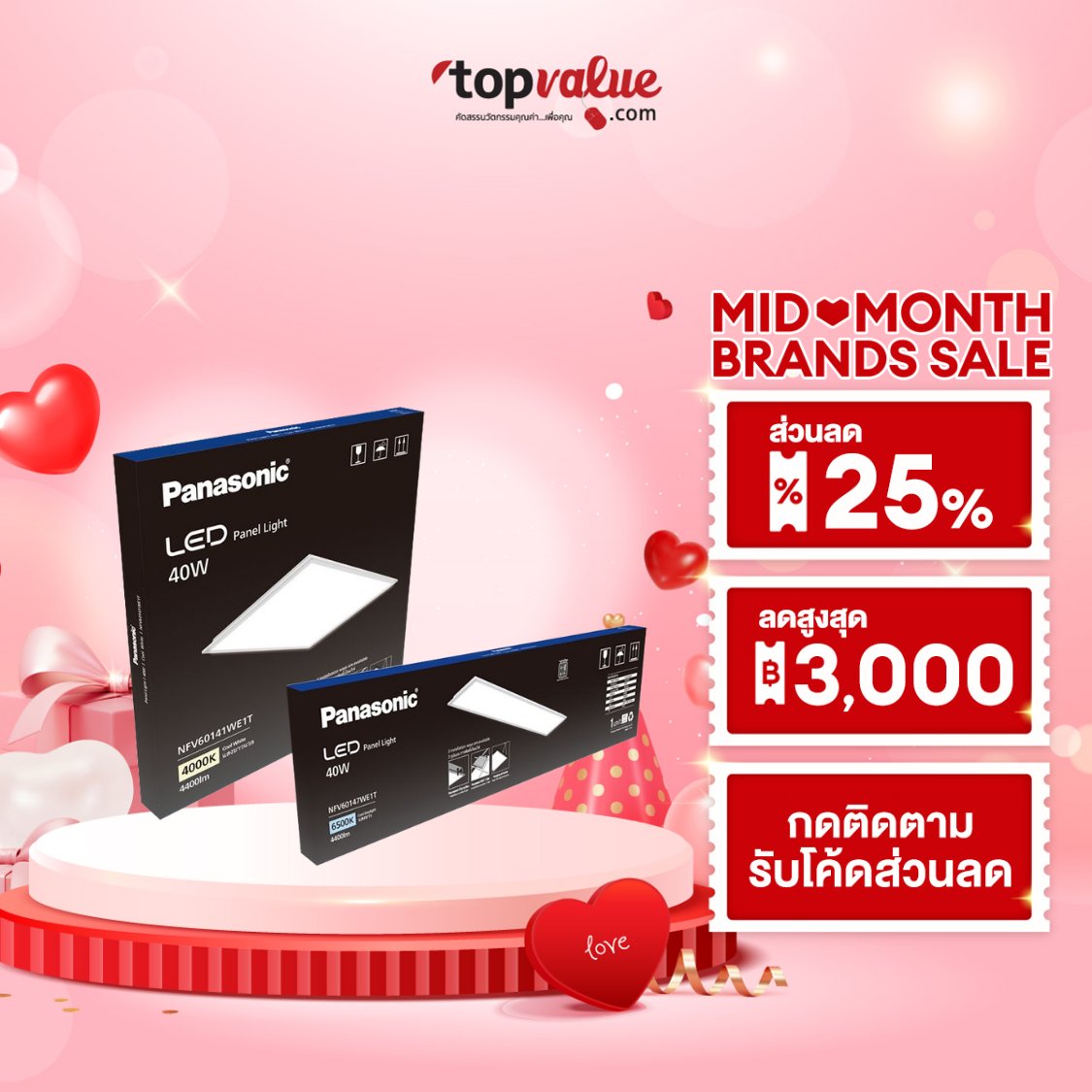 Panasonic LED BIG PANEL โคมไฟติดเพดาน 60 x 60 cm, 30 x 120 cm 40W ราคา 1,159 บาท*ส่งฟรี