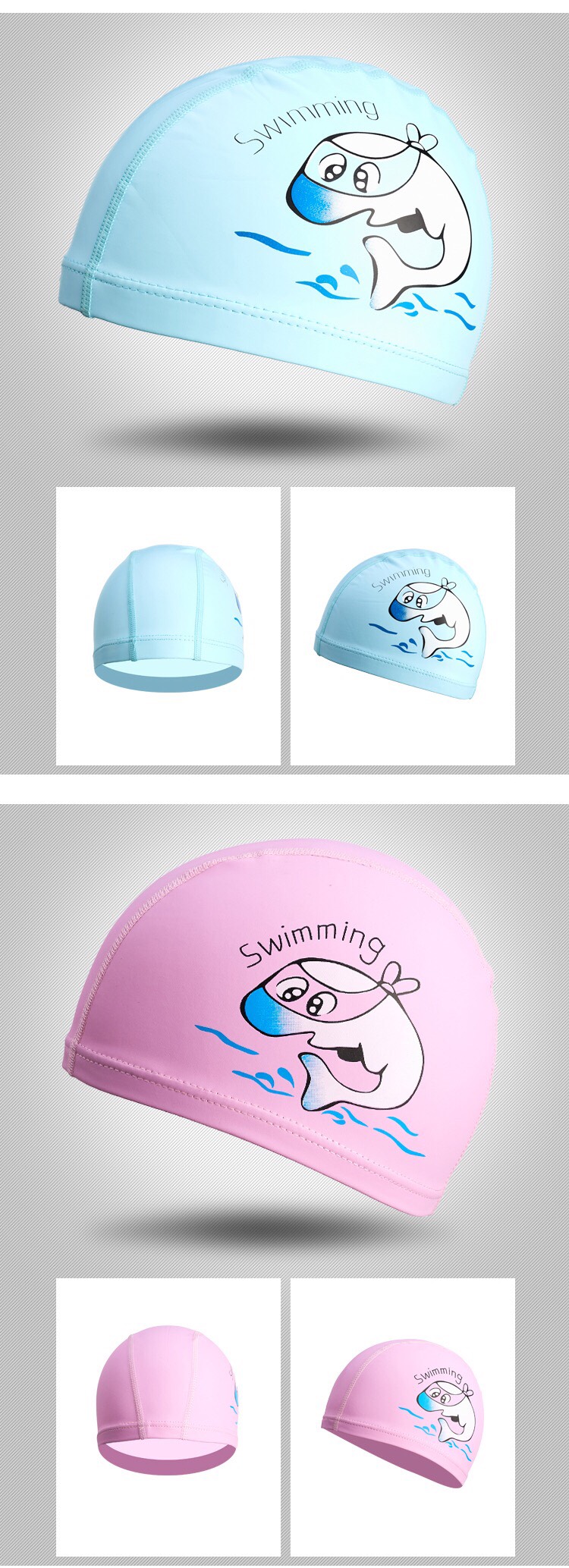 ภาพประกอบของ หมวกว่ายน้ำ ลายการ์ตูน โลมา น่ารัก กันน้ำ สำหรับเด็ก