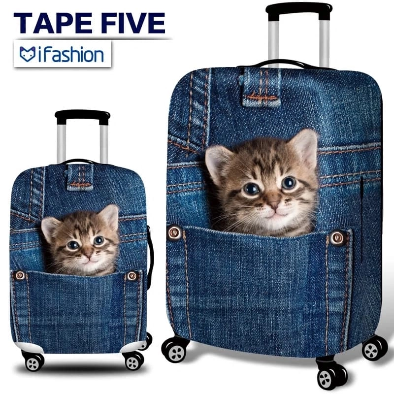 ภาพหน้าปกสินค้าผ้าคลุมกระเป๋าเดินทาง ผ้ายืดลายน้องหมาน้องแมว