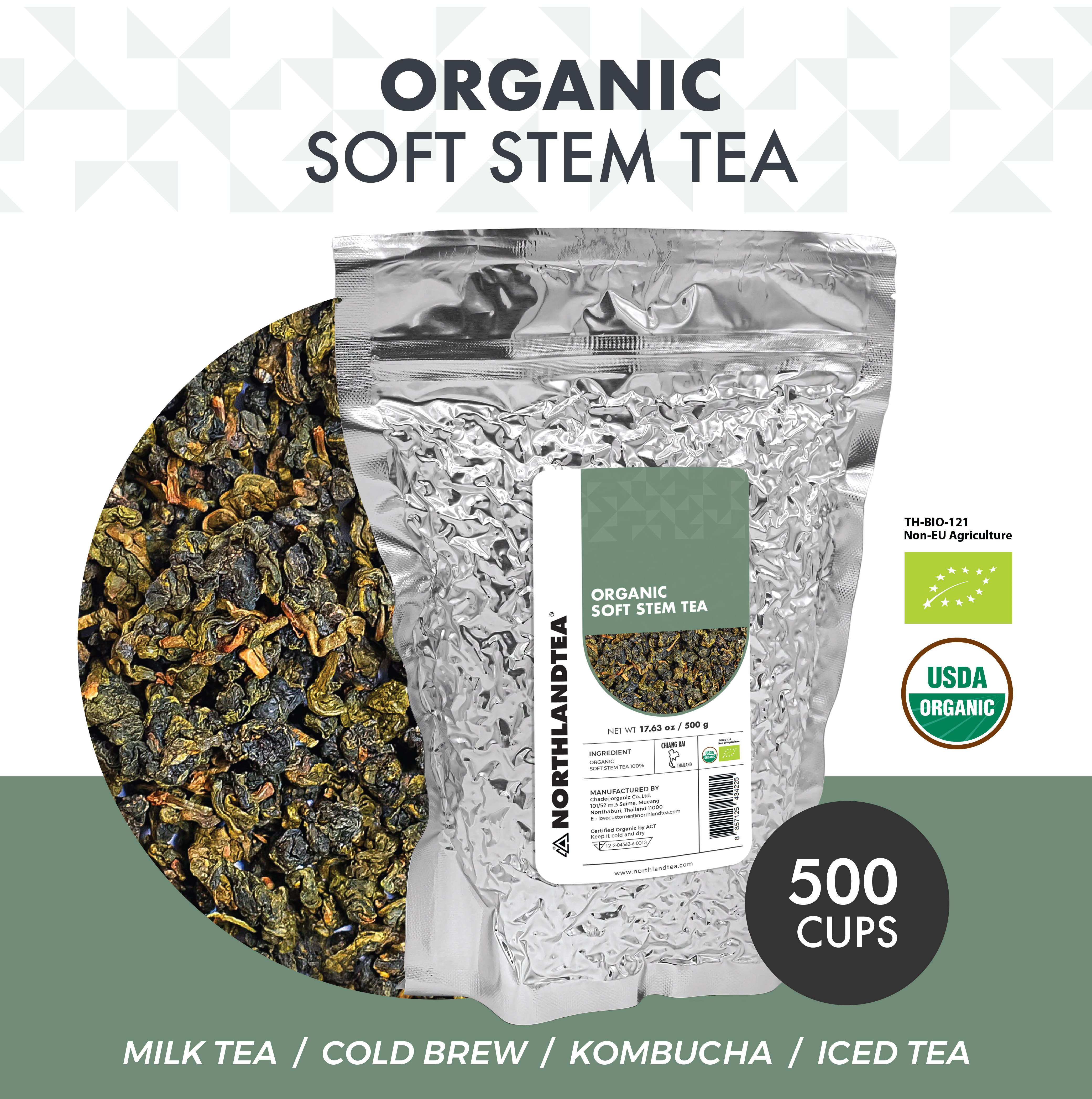 Organic Soft Stem Oolong Tea 500g - Certified USDA & EU Organic - Loose leaf tea - King of Oolong teas - Directly From Thailand Local farmer - HOT & ICED TEA / COLD BREW TEA / MILK TEA / FRUIT TEA / KOMBUCHA and etc. - Northlandtea ราคา 2,800 บาท*ส่งฟรี