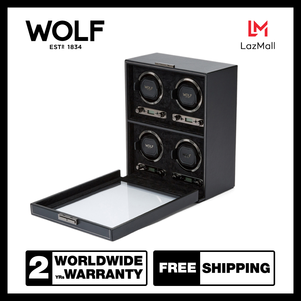Rotating Box, Watch Box Wolf1834, British Racing 4 Piece Watch Winder (Black) ราคา 125,200 บาท*ส่งฟรี
