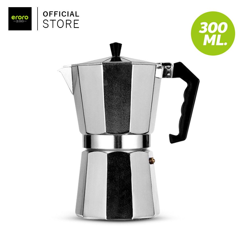 หม้อต้มกาแฟอลูมิเนียม Moka Pot กาต้มกาแฟสด แบบพกพา หม้อต้มกาแฟแรงดัน ขนาด 6 ถ้วย 300 มล. MOKA POT 6 cup ราคา 139 บาท*ส่งฟรี