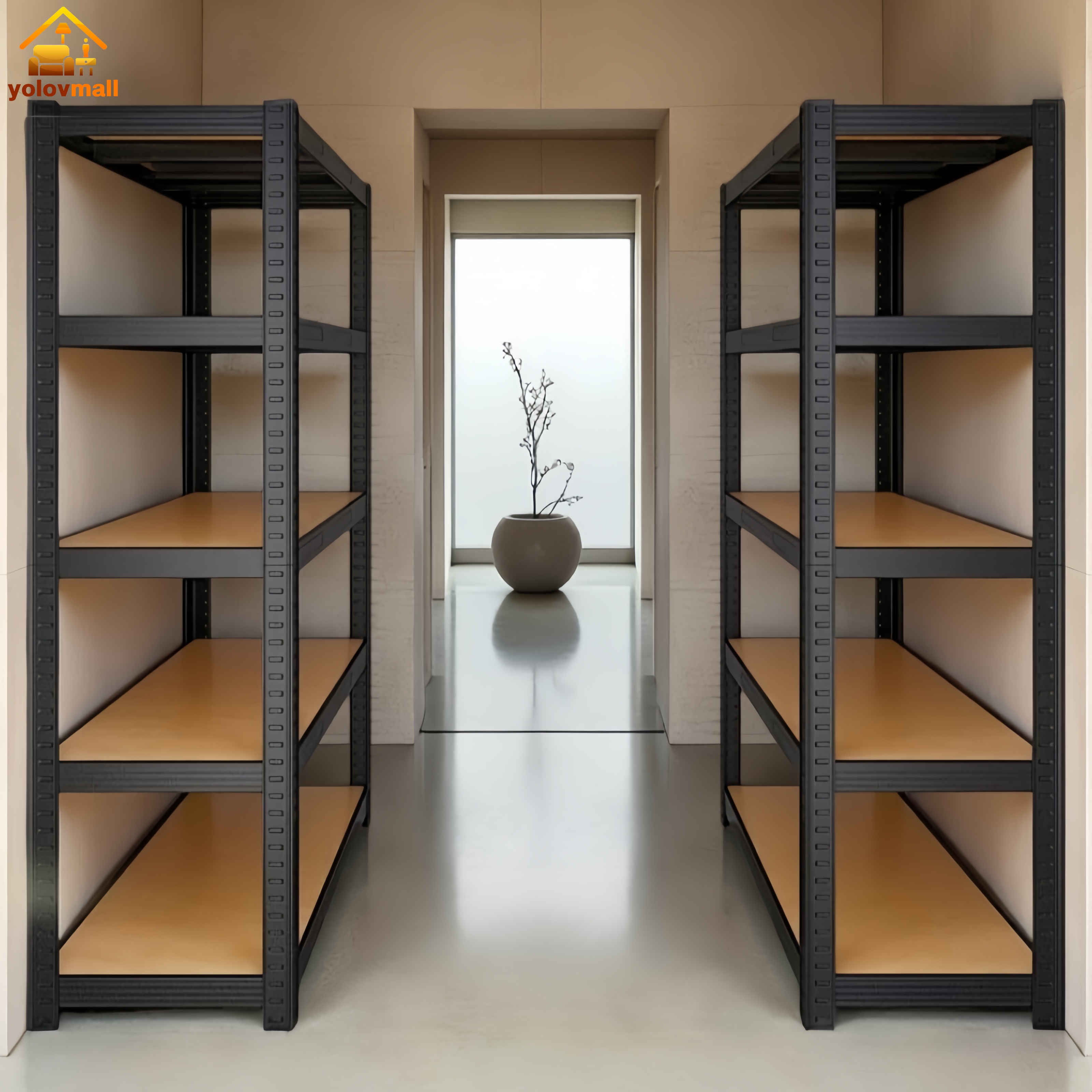 Large Shelves, Steel Shelves, 3/4/5/6 Layers, Stainless Steel + Wood, Shelves Can Support a Weight of 300-1000 Kg, Black, White, Height Adjustable, Strong, Suitable for the Kitchen, Warehouse/Home, Cod Shelf, Multi-Purpose Storage Shelf, Shelf for Storing