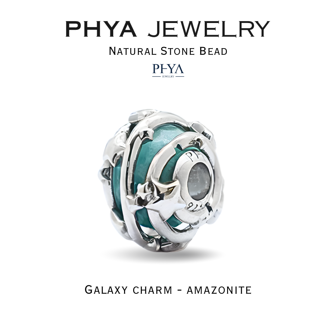 Phya Galaxy Charm Amazonite Natural Stone Bead: Beads of Phaya Stone - Galaxy Charm Decorated with Amazonite Stone. ราคา 2,900 บาท*ส่งฟรี