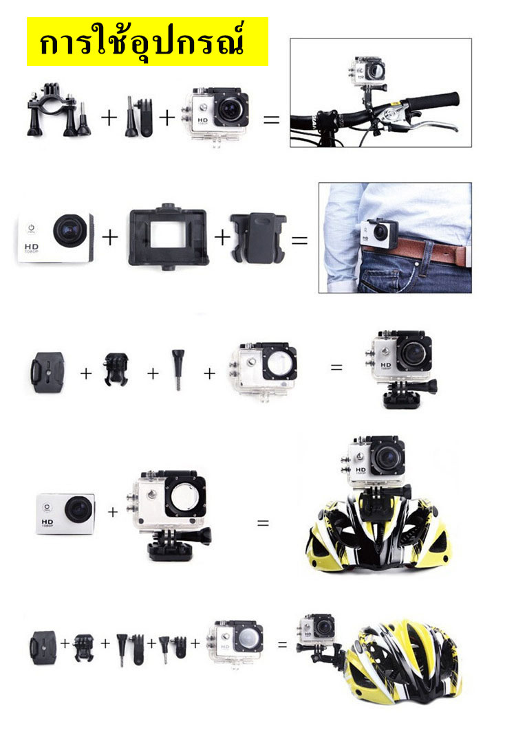 ภาพประกอบของ กล้องติดหมวก กล้องมินิ  ถ่ายใต้น้ำ กล้องกันน้ำ กล้องรถแข่ง กล้องแอ็คชั่น ขับเดินทาง ดำน้ำ กันน้ำ กันสั่น มั่นคง กล้อง Sport Action Camera 1080P NoWifi