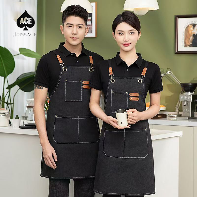 Home Ace.ผ้ากันเปื้อนกาแฟ ผ้าแคนวาส อัพเกรดใหม่และหนาขึ้น วัสดุกันน้ำ เหมาะสำหรับร้านกาแฟ ห้องครัว ผ้ากันเปื้อนงานครัว ราคา 49 บาท*ส่งฟรี