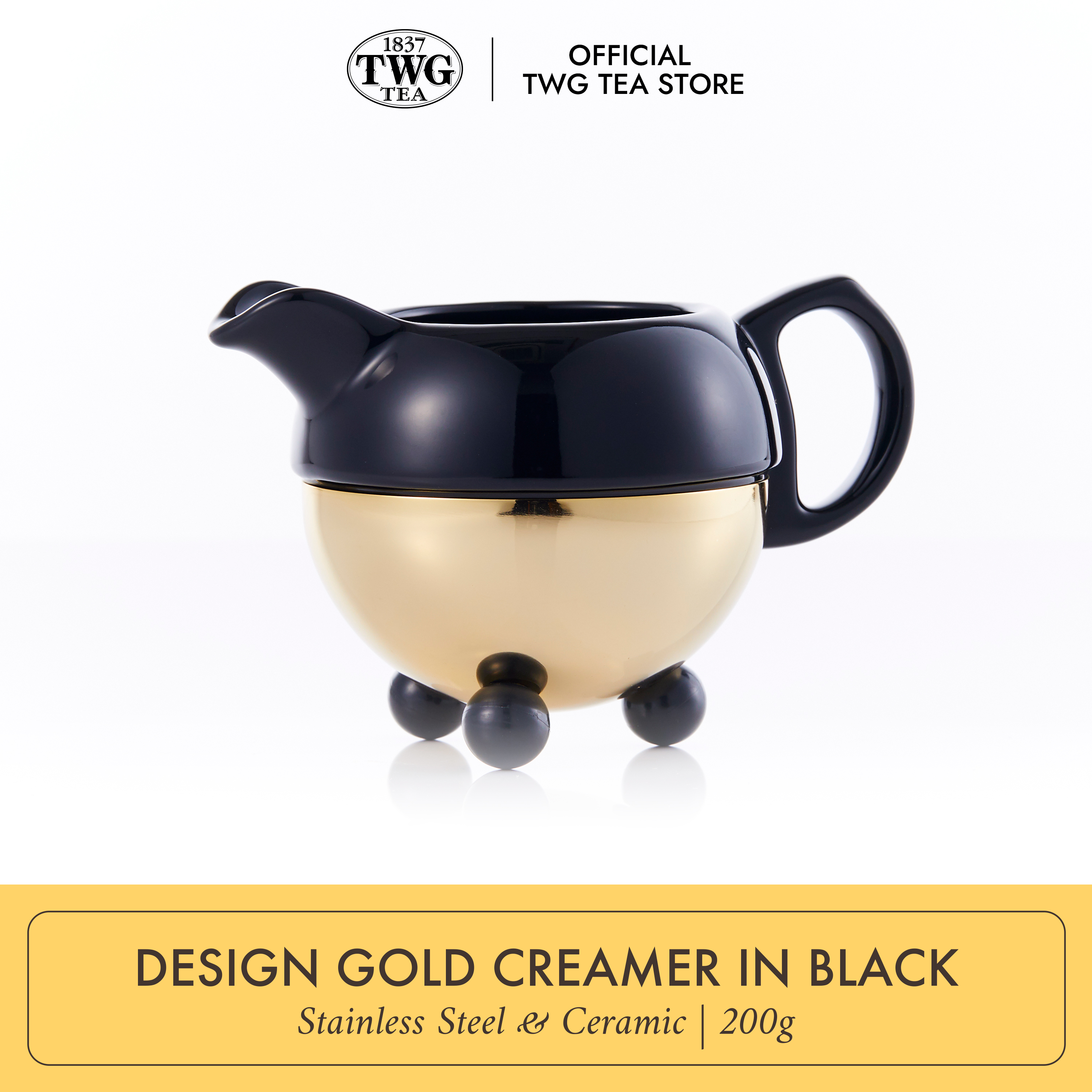 TWG Tea | Design Gold Creamer in Black Ceramic & Polished 30 Micron Gold Plating, 200ml ราคา 7,291 บาท*ส่งฟรี