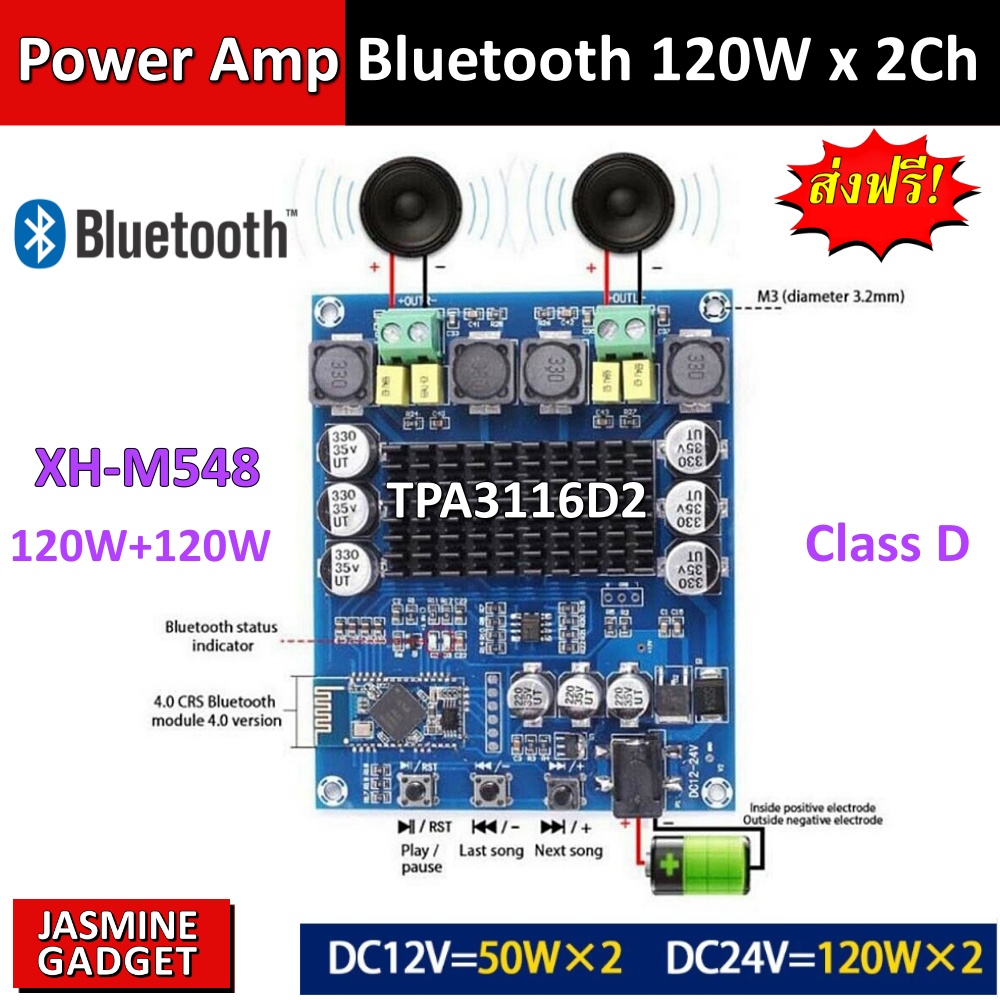 M543 M548 Power Amplifier แอมป์ Mini Amp เครื่องขยายเสียง 120W + 120W  HIFI Stereo 2 Channel แอมป์ขยายจิ๋ว แอมป์จิ๋ว ขนาดเล็ก กำลังขยายสูง TPA3116D2 Class D