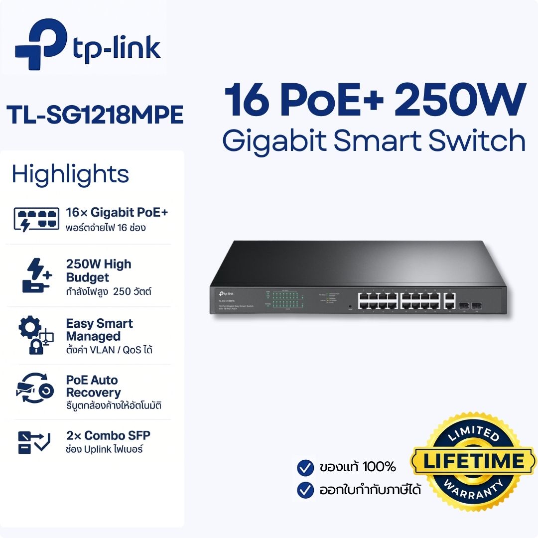 รีวิว TP-Link TL-SG1218MPE: สวิตช์เกอร์ตัวเทพ 18 พอร์ต PoE+ สำหรับงานโปรฯ ที่ต้องเสถียร!