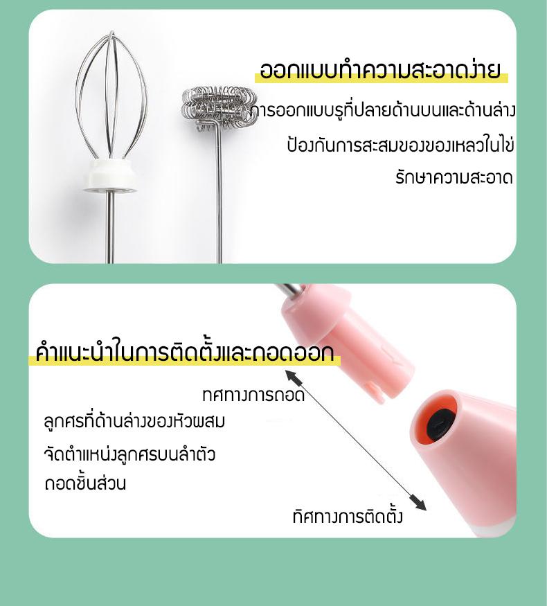 รายละเอียดเพิ่มเติมเกี่ยวกับ เครื่องทำฟองนม Milk Foamer เครื่องตีฟองนมไฟฟ้า แบบชาร์จไฟได้ หัวตีเทอร์โบ 2 ชั้น (ชมพู/ฟ้า) Electric Handheld Mixer Blender Milk Frothers Maker For Coffee Latte Cappo Chocolate