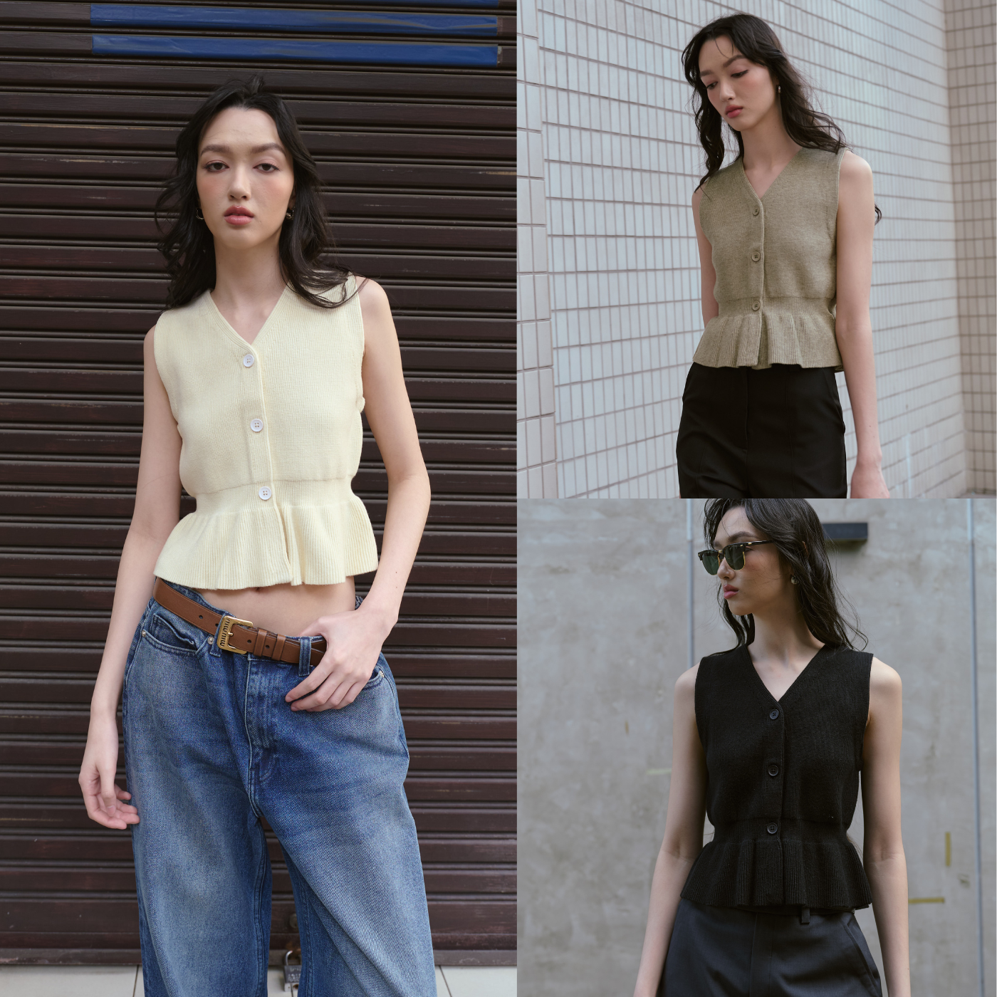 Shawty - Vento Knitted Top เสื้อนิตแขนกุดชายระบายใส่ทำงาน ราคา 1,390 บาท*ส่งฟรี
