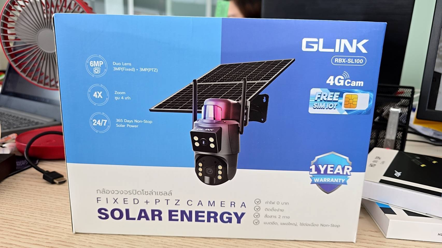 Glink Rbx-Sl100 Solar Cell Cctv Camera 4g Wireless Ptz Rotates 360 ° Full Hd, Viewable on Mobile Phones, Free Sim Included. ราคา 2,300 บาท*ส่งฟรี