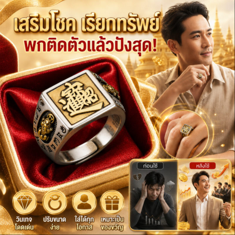 แหวนปี่เซียะเรียกทรัพย์และโชคดี แหวนวินเทจพิกซิ่วเรียกทรัพย์ แหวนเรียกโชคเสริมดวง ทองคำลายพิกซิ่วโบราณ เครื่องประดับแฟชั่นผู้ชายผู้หญิง