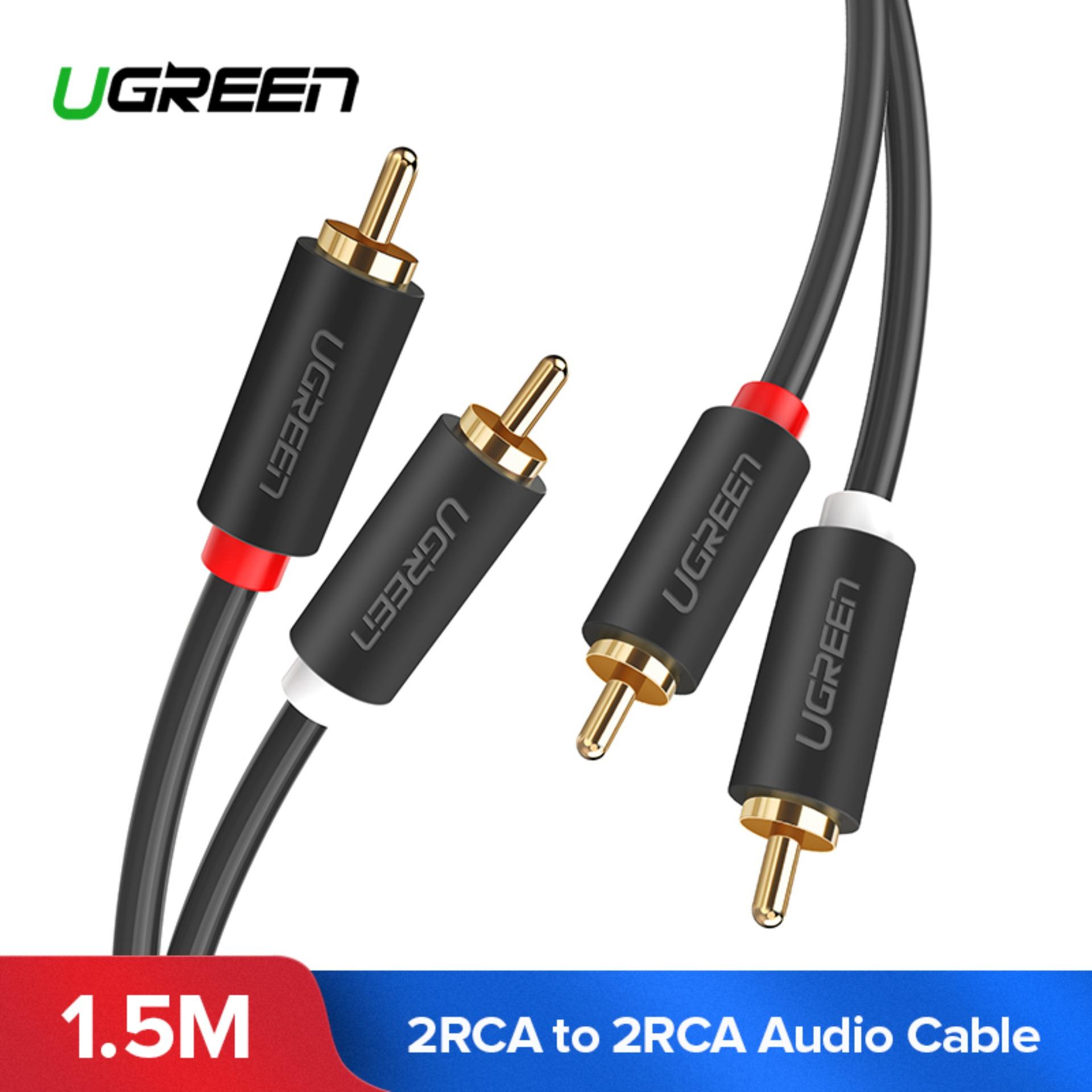 UGREEN 1.5 เมตร 2RCA ถึง 2 สายสัญญาณเสียง RCA ชาย-ชายสายทองแดง RCA เคลือบทองสำหรับโฮมเธียเตอร์เครื่องเล่นดีวีดีเครื่องขยายเสียงซีดี Soundbox