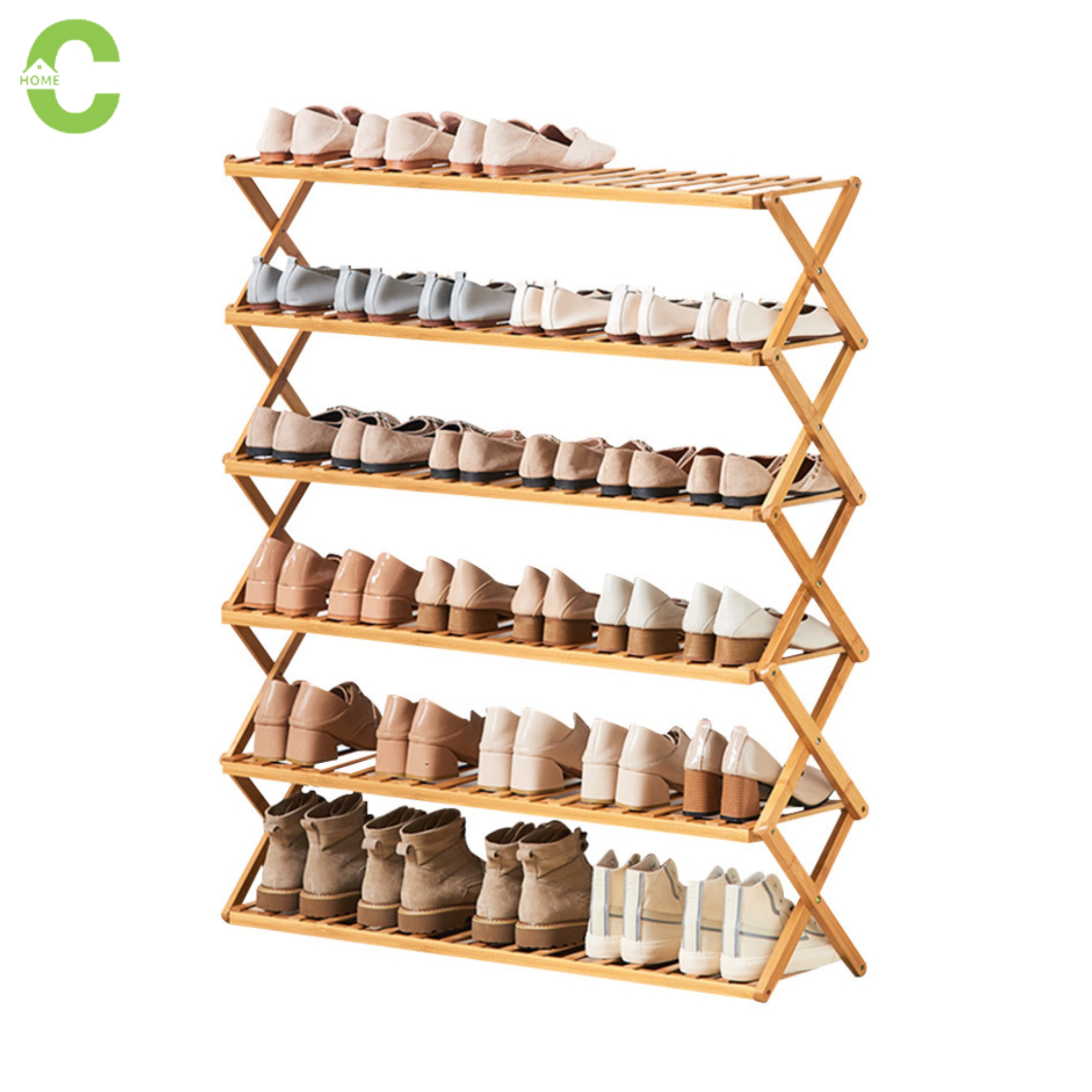 HOMEC ชั้นวางรองเท้าไม้พับได้ ชั้นวางรองเท้าไม้ไผ่ ชั้นรองเท้า ติดตั้งง่าย ที่วางรองเท้า ประหยัดพื้นที่ ชั้นวางรองเท้า ราคา 579 บาท*ส่งฟรี