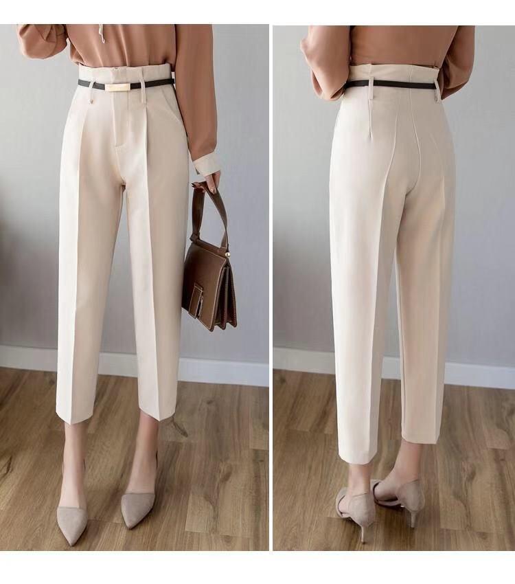 Slim trousersใส่ในธุรกิจ【freesize】 เอว22-34 /สะโพก 34-40 /ยาว 34 /รอบขา 20 free belt กางเกงขายาว  สาว ๆ กางเกงลำลอง ใช่เข็มขัด ใหม่ 2019  คุณภาพดี  น่าซื้อ！！