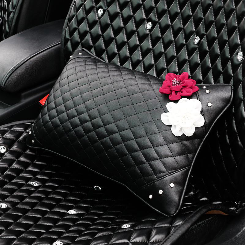 Car-Styling-Flower-Crystal-Leather-Car-Interior-Accessories-Neck-Cushion-Steering-Wheel-Covers-Handbrake-Gears-Seat (10)