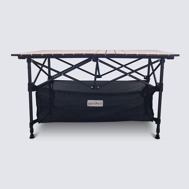 สนามเดินป่า โต๊ะพับโครงสีดำท็อปลายไม้ รุ่น TABLE ADJ/ FCSW021-TABLE_ADJ_BK ราคา 1,995 บาท*ส่งฟรี