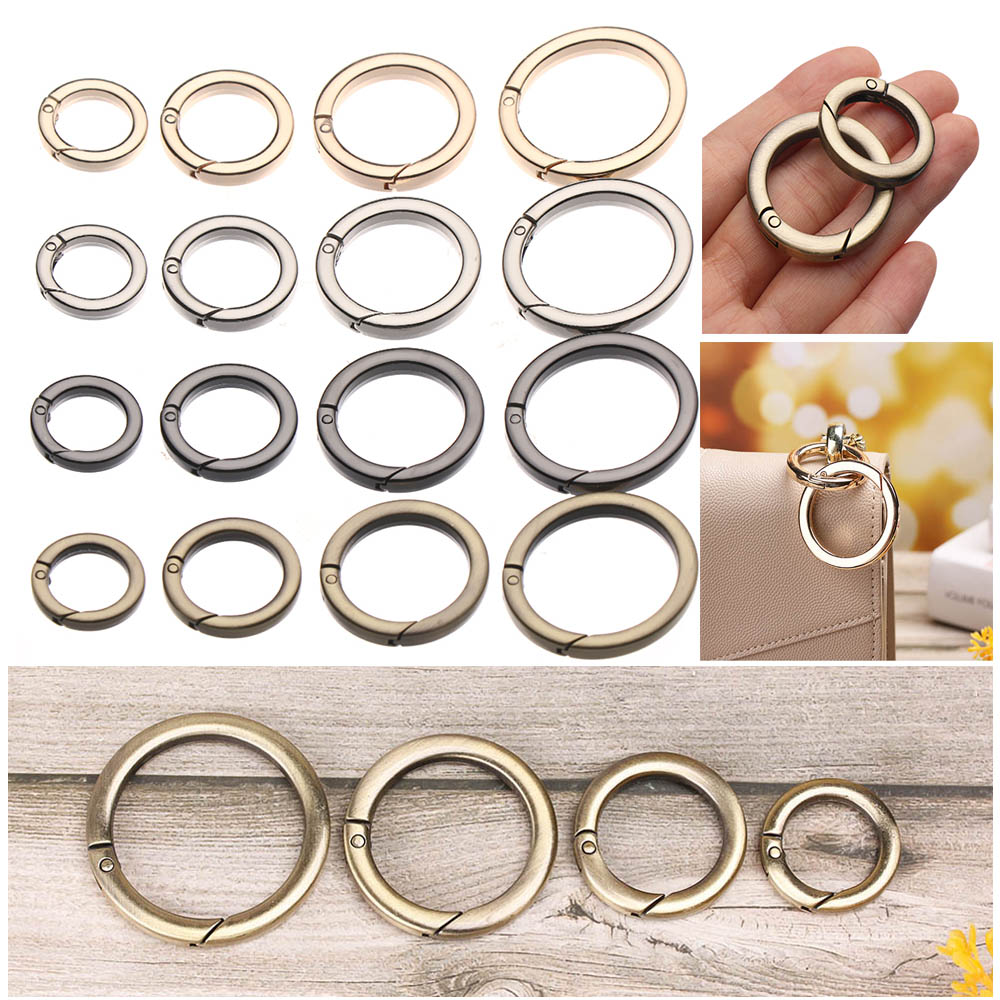 zbrtdr 1 PC สังกะสีอัลลอยด์ชุบประตูฤดูใบไม้ผลิ O-Ring หัวเข็มขัดคลิป Carabiner กระเป๋าถือรอบ Push Trigger Snap Hooks กลางแจ้ง Carabiner