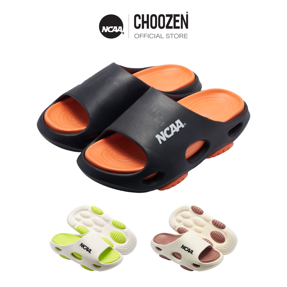 NCAA Slippers unisex รองเท้าแตะ สกรีนโลโก้ NCAA EVA 100% สีดำ , เขียว , ชมพูส้ม 74258625 ราคา 780 บาท*ส่งฟรี