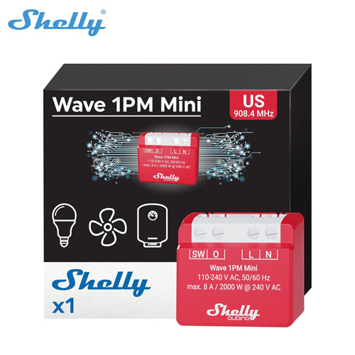 Shelly Qubino Wave 1PM Mini Z-Wave smart switch 1 channel 8 A power​ remotely lightsa wide range small electrical appliances ​ ราคา 1,067 บาท*ส่งฟรี