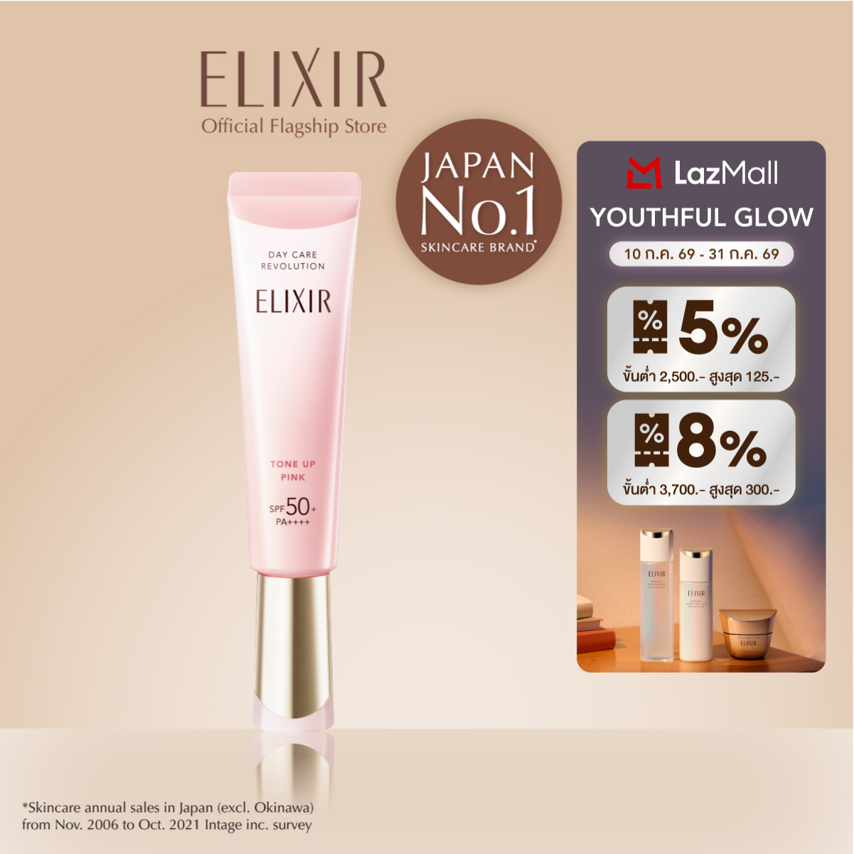 ELIXIR DAY CARE REVOLUTION TONE UP PINK SPF50+ PA++++ 35g ราคา 1,360 บาท*ส่งฟรี