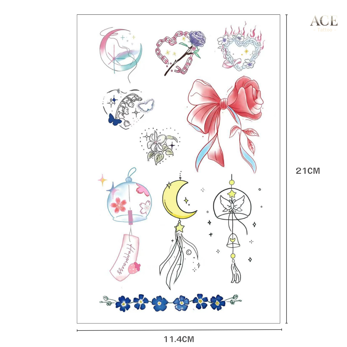 ACE แทททู กันน้ำ รอยสักสี สติ๊กเกอร์น่ารัก มินิมอล กราฟฟิตี้ เทศกาลดนตรี งานปาร์ตี้ แทกทูรอยสัก