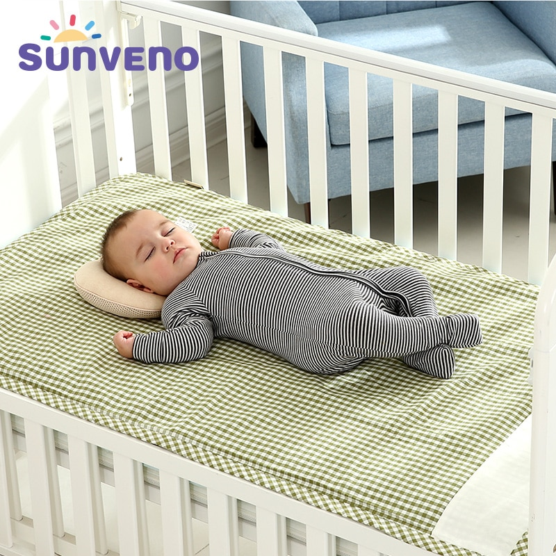 SUNVENO Brand Cotton 3-layer Design Breathable Baby Cot Sheets Children Summer Sleeping Mat Crib Bed Sheets for Newborn 120*70 ราคา 660 บาท*ส่งฟรี