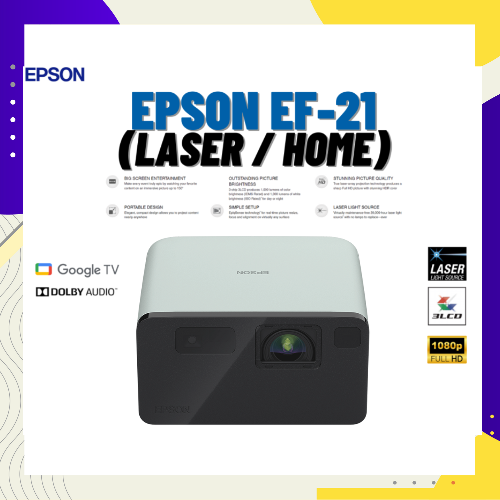 EPSON EF-21G (สีเขียว ICE Green) (Mini Laser) โปรเจคเตอร์ เครื่องเล็ก ราคา 31,990 บาท*ส่งฟรี