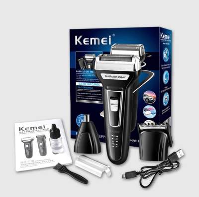 KEMEI KM-6559 เครื่องโกนหนวดไฟฟ้า ที่โกนหนวดไร้สาย มีดโกนหนวดไฟฟ้า ที่กันคิ้ว จอน ขนจมูก ผม KEMEI 3 In 1 Multi-functional 3in1 Nose Trimmer & Shaver & Hair Clipper mens Rechargeable