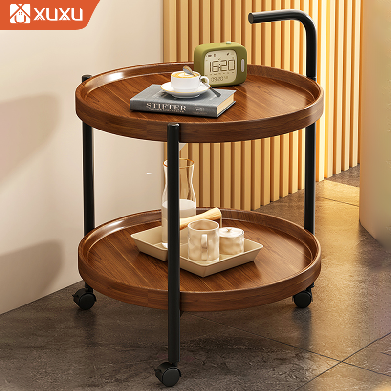 XUXU ชั้นวางรถเข็น 2ชั้น ไม้ ทรงกลม รถเข็นเก็บของ พร้อมล้อเลื่อน+ที่จับ ชั้นวางของรถเข็น โต๊ะข้างเตียงมีล้อ โครงเหล็ก โต๊ะโซฟา เคลื่อนย้ายสะดวก ราคา 529 บาท*ส่งฟรี