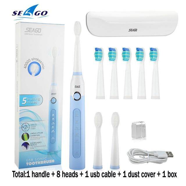 แปรงสีฟันไฟฟ้า ช่วยดูแลสุขภาพช่องปาก อุตรดิตถ์ Seago SG507B แปรงสีฟันไฟฟ้าโซนิคอัตโนมัติผู้ใหญ่จับเวลาแปรง USB ชาร์จแปรงสีฟันไฟฟ้ากันน้ำกล่องของขวัญ