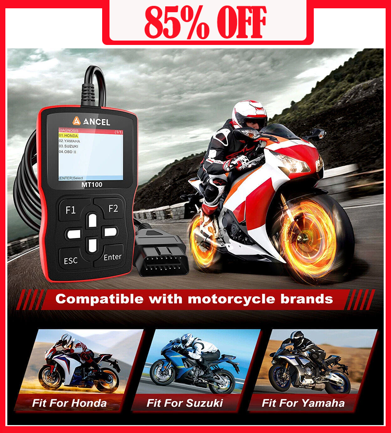 ANCEL MT100 Motorcycle Coder Reader Motorcycle Scanner for Engine ABS Motor Diagnostic Tools For YAMAHA /HONDA/SUZUKI ราคา 3,480 บาท*ส่งฟรี