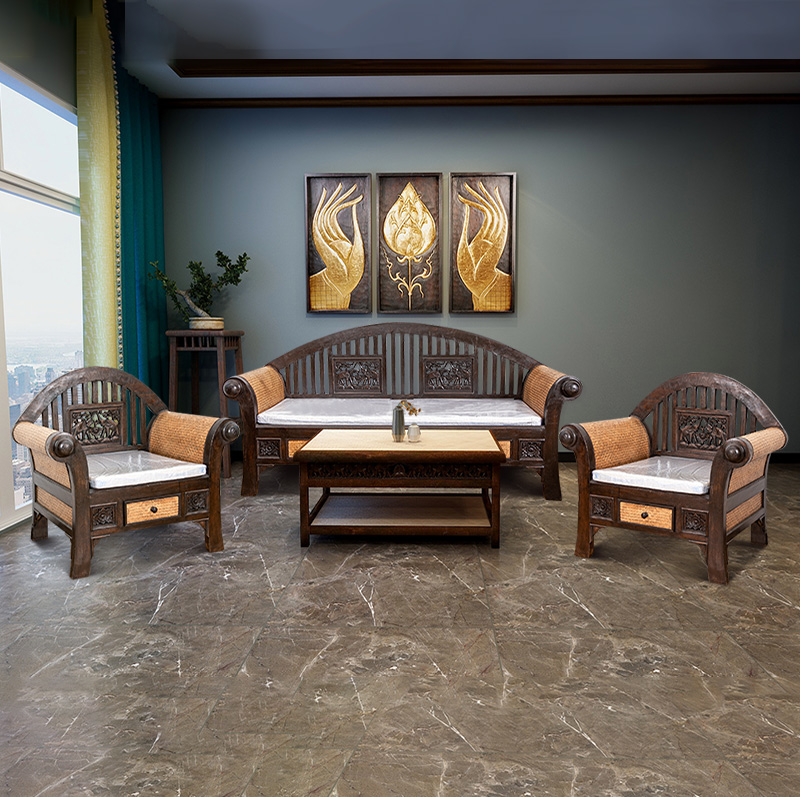 Multi-functional wood sofa with cushion, Home Leisure chair, sofa Thai style, solid wood home furniture large capacity ราคา 9,999 บาท*ส่งฟรี