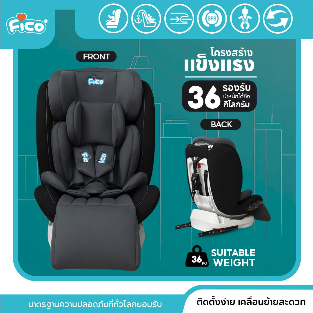 มาใหม่ 33 สี ปังๆ !! Fico คาร์ซีทเด็ก รุ่น Monty 2 เพิ่มการรับประกัน 3 ปีเต็ม หมุน 360 องศา (แรกเกิด ถึง 12 ปี) ราคา 3,395 บาท*ส่งฟรี