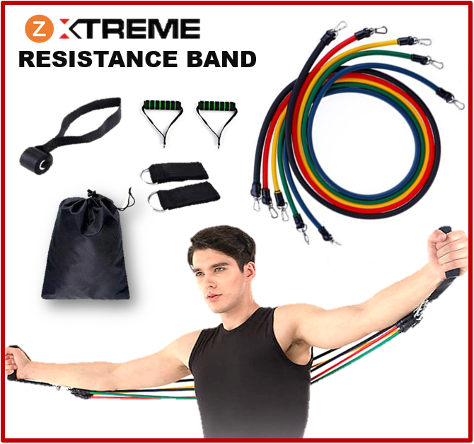 Zanlaza ((มีคู่มือ)) ยางยืดออกกำลังกาย แรงต้าน 5 ระดับ (Extreme Set) Resistance Band Latex Tube ยางยืดหูจับ สายแรงต้าน ยางยืดออกกำลังกาย ยางยืดแรงต้าน