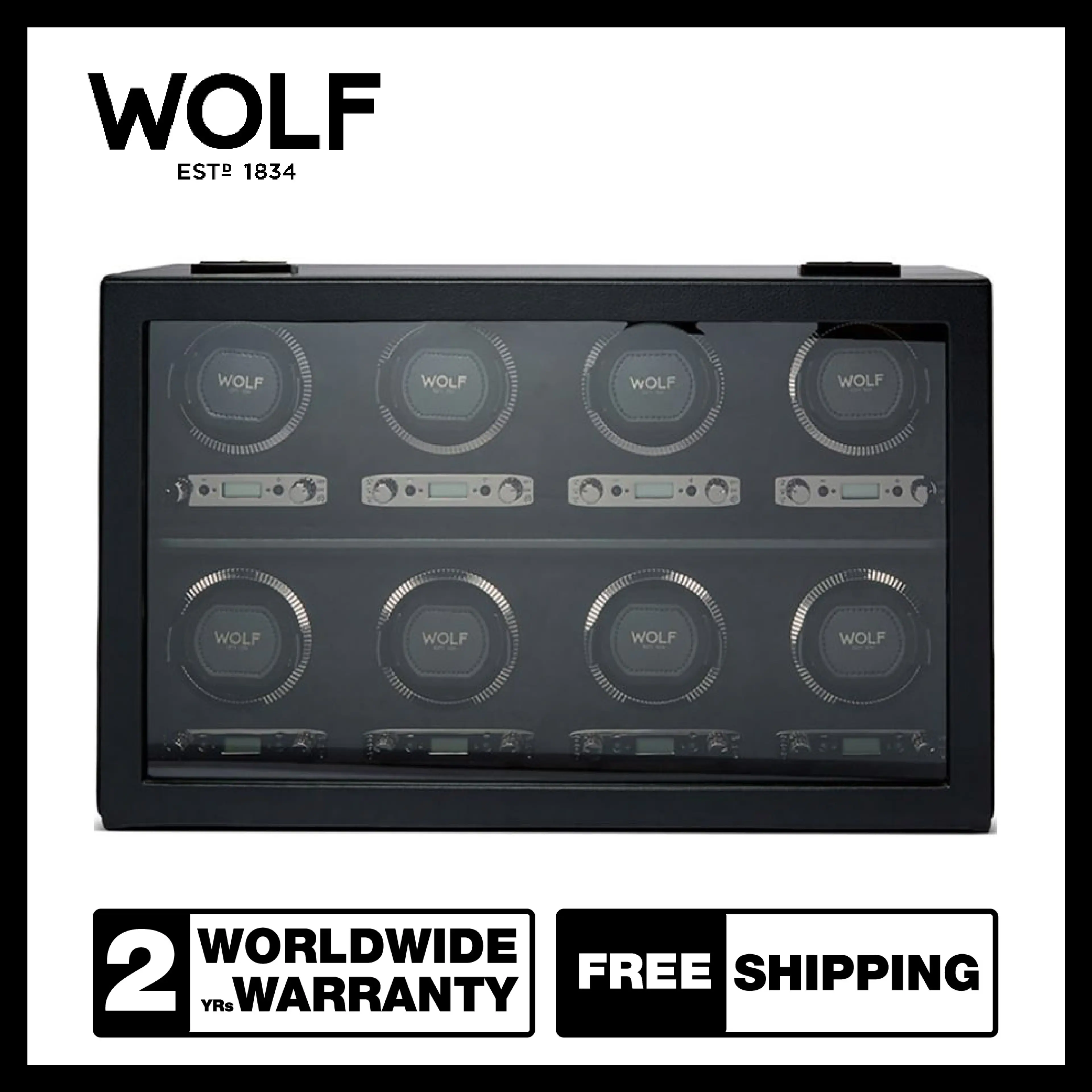 Wolf1834 British Racing 8 Piece Watch Winder (Black)