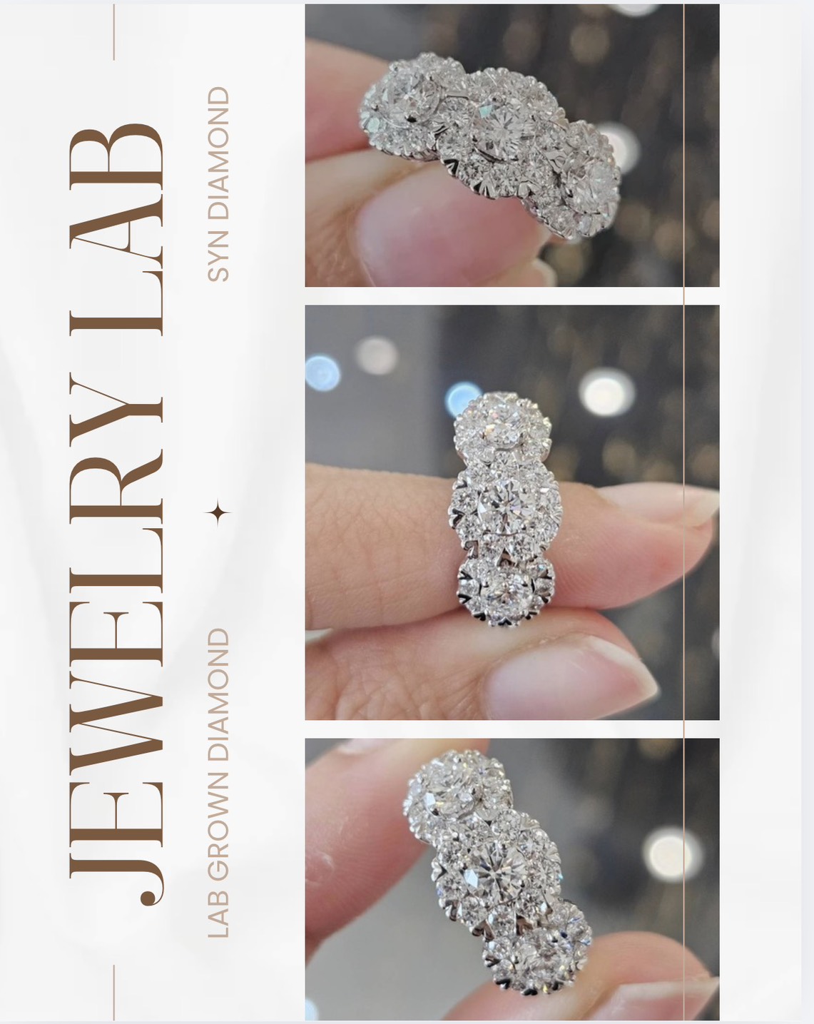 Lab Grown Diamond, Ring with 30 Diamonds, 9K White Gold Setting R000522 ราคา 42,600 บาท*ส่งฟรี