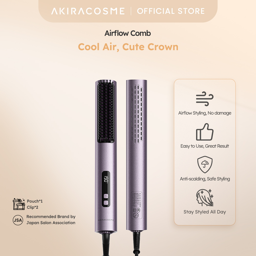 Japan AKIRA Mini Portable Ceramic Negative Ion Anti Scald Cool Air Volumizing Comb Hair Straightener Comb Brush for Women Hair Styling Beauty Tools ราคา 1,171 บาท*ส่งฟรี