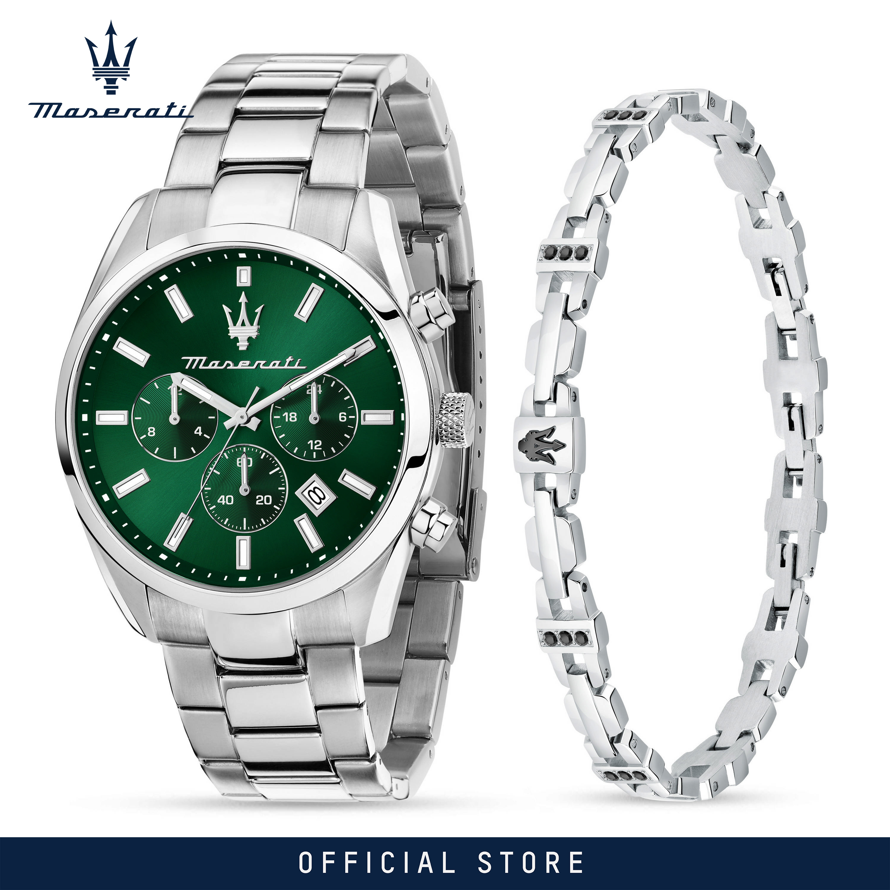 【2 Years Warranty】Maserati Attrazione 43mm Men's Quartz Watch + Bracelet Set นาฬิกาข้อมือแฟชั่น R8853151017 ราคา 13,559 บาท*ส่งฟรี