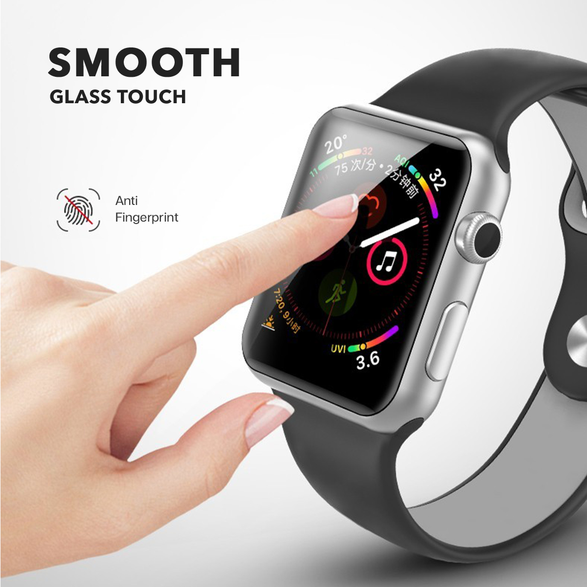 ข้อมูลเกี่ยวกับ กระจก 3D กาวยูวี เต็มจอ กาวเต็มแผ่น for Apple Watch Series 6 SE 4 5   40/44mm, Series 7 41/45mm, Series 8 49mm,ติดแบนสนิท ฟิล์มกระจก ฟิล์มกันรอย UV Glue Glass Tempered glass#A-019
