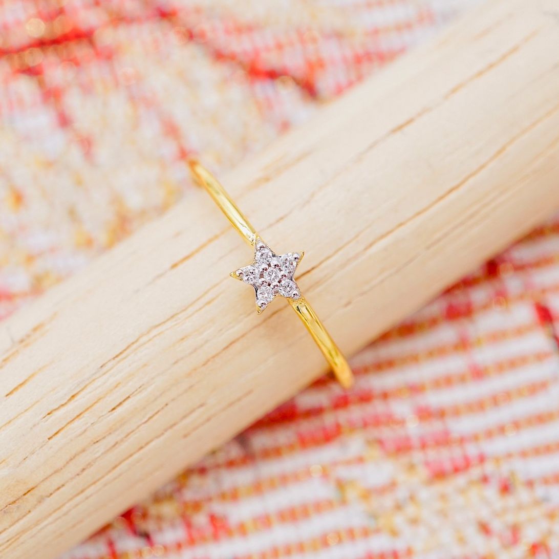 [Pcpy Jewelry] Genuine Diamond Ring 💎 Belgian Cut Diamond, 100% Water, 9K Gold (37.5% Gold Content), Available for Sale, Comes with a Warranty Card [9Kprb278] ราคา 4,390 บาท*ส่งฟรี