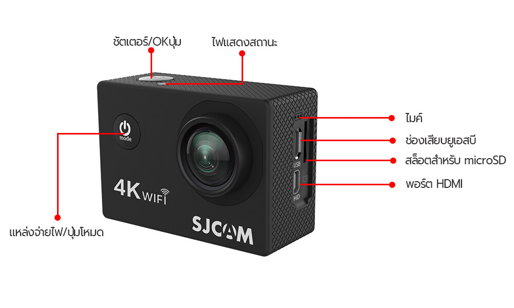 รูปภาพรายละเอียดของ กล้องกันน้ำSJCAM 4Kรุ่น SJ4000 Airของแท้! พร้อมระบบกันสั่นwifiกล้องวิดิโอ กล้องติดหมวก กล้องติดหมวกกันน็อค กล้องโกโปร GoProกล้องกลางแจ้ง