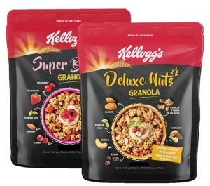 สินค้า Kelloggs (Deluxe Nuts + Super Berry Granola) เคลล็อกส์ (ซุปเปอร์เบอรี่ + เดอลุกซ์ นัท) กราโนล่า 220g. (2แพค)
