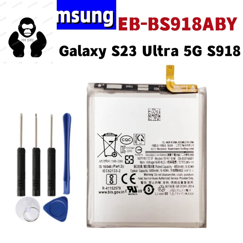 Brand New Eb-Bs918Aby 4855Mah/5000Mah High Quality Phone Battery for Samsung Galaxy S23 Ultra 5g S918 Replacement Batteries. Welcome to Our Store. ราคา 501 บาท*ส่งฟรี