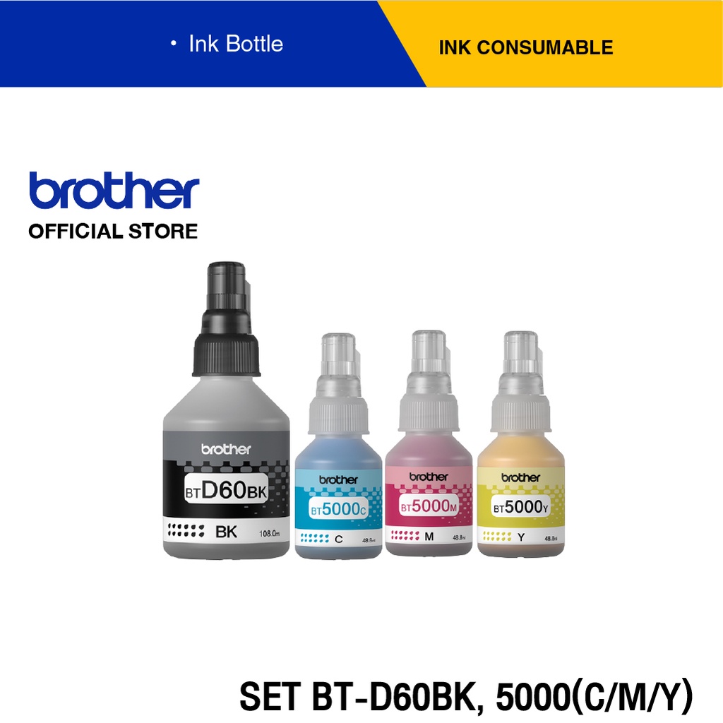 BROTHER BT-D60BK , BT-5000C,M,Y หมึกขวดเติมของแท้ ใชักับ DCP-T220 T310 T420W T510W T520W T710W T720W T820W T910W ราคา 95 บาท*ส่งฟรี