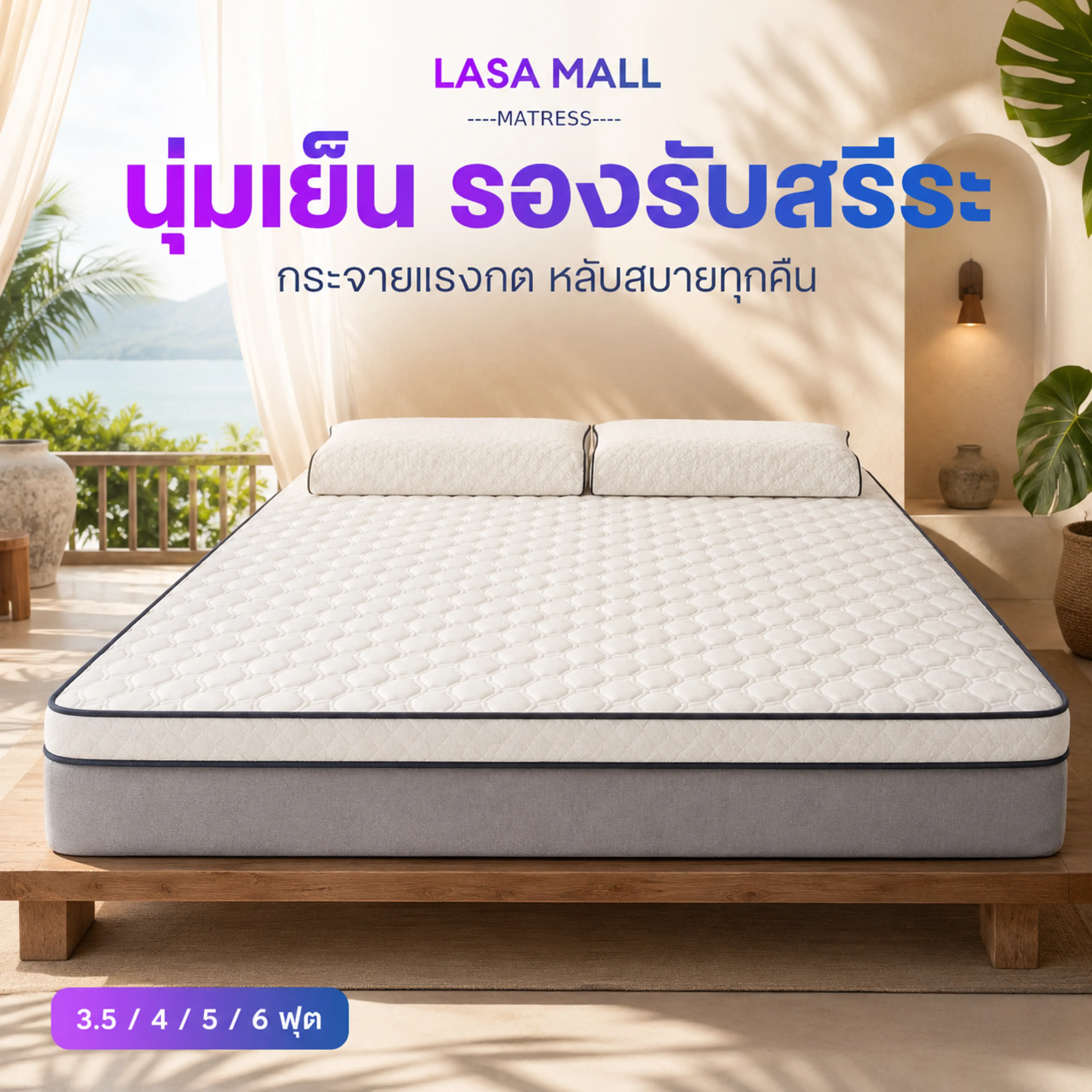 Lasa Genuine Rubber Mattress, 3 Feet, 4 Feet, 5 Feet, 6 Feet, Foldable, Thick, Soft and Comfortable, Healthy Rubber Mattress, Say Goodbye to Back Pain. the Mattress Can Be Folded. Can Be Used as a Main Mattress.