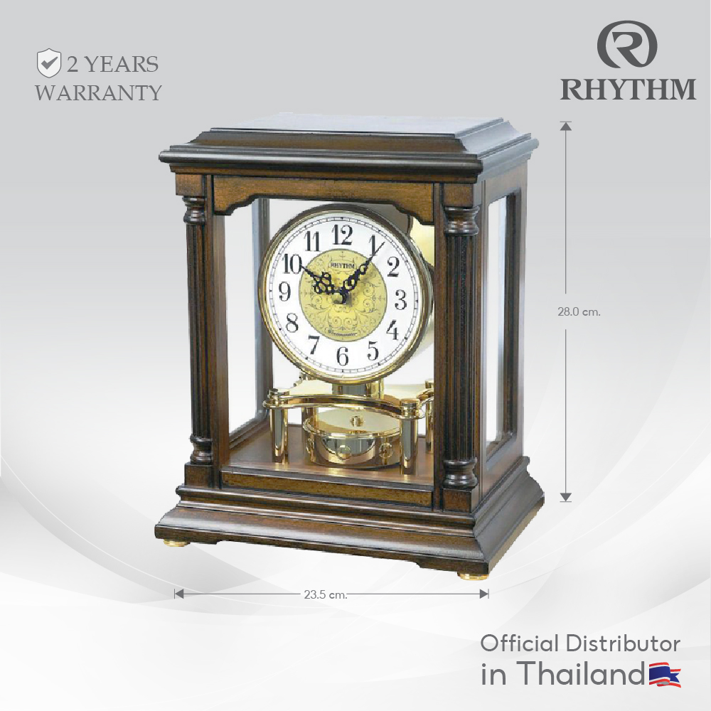 RHYTHM นาฬิกาตั้งโต๊ะไม้จริง ทรงสี่เหลี่ยม ฐานกว้าง 23.5 ซม.-CRH176NR06 ราคา 7,990 บาท*ส่งฟรี