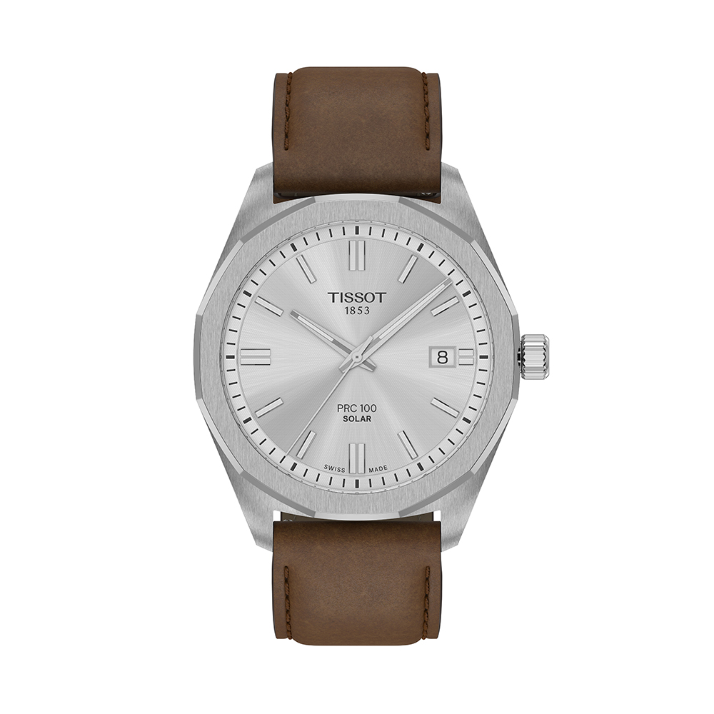 Tissot PRC 100 Solar Quartz 39 mm. ทิสโซต์ พีอาร์ซี 100 โซลาร์ ควอตซ์ สีเงิน น้ำตาล T1514221603100 นาฬิกาผู้ชาย ราคา 16,000 บาท*ส่งฟรี